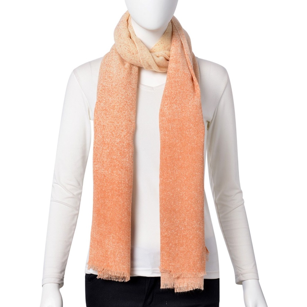 Peach 100% Acrylic Shadow Art Scarf (76x36 in) - Picture 1 of 5